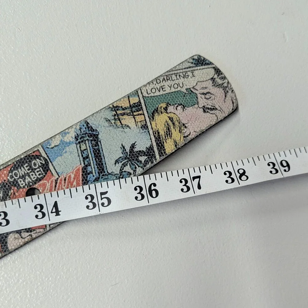 WCM New York Genuine Leather Size Medium Comic Strip Belt